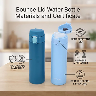 Bounce lid water bottle material