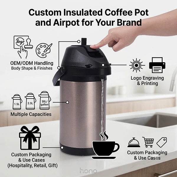 Custom logo coffee pot